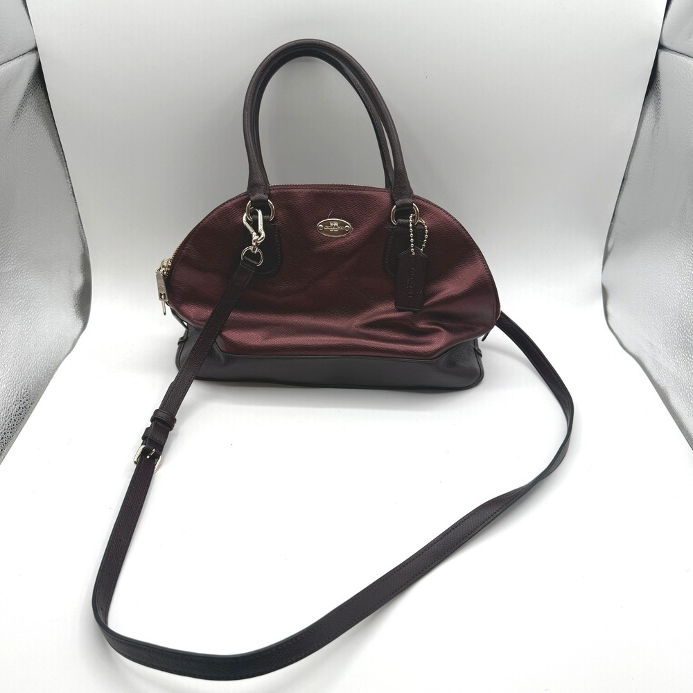 Coach Cora Mini Dome Oxblood Metallic Cherry Satchel Crossbody Rare Y2K